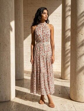 Thanne Floral Halter Maxi Dress Size 12
